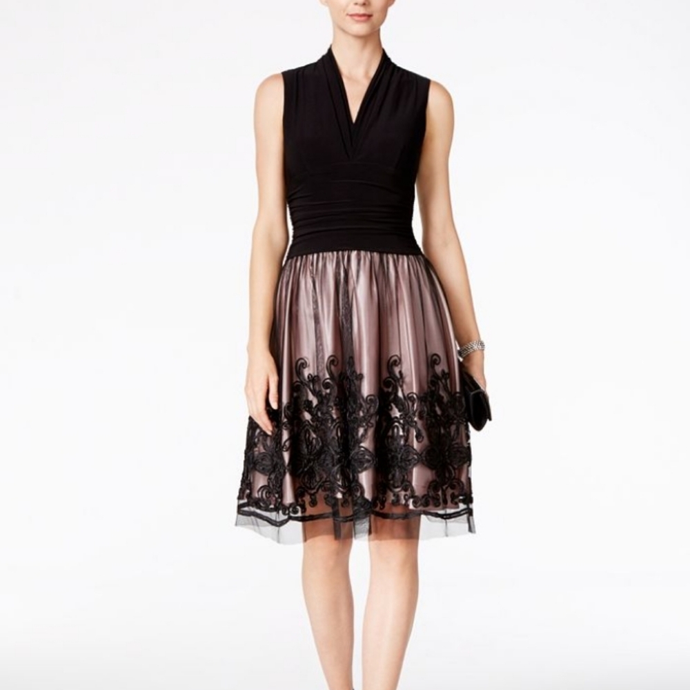 SL Fashions Soutache Trim Party Dress